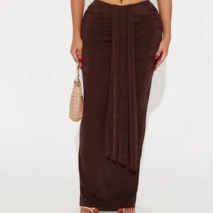 NEW Slinky Brown Maxi Skirt with Front Drape